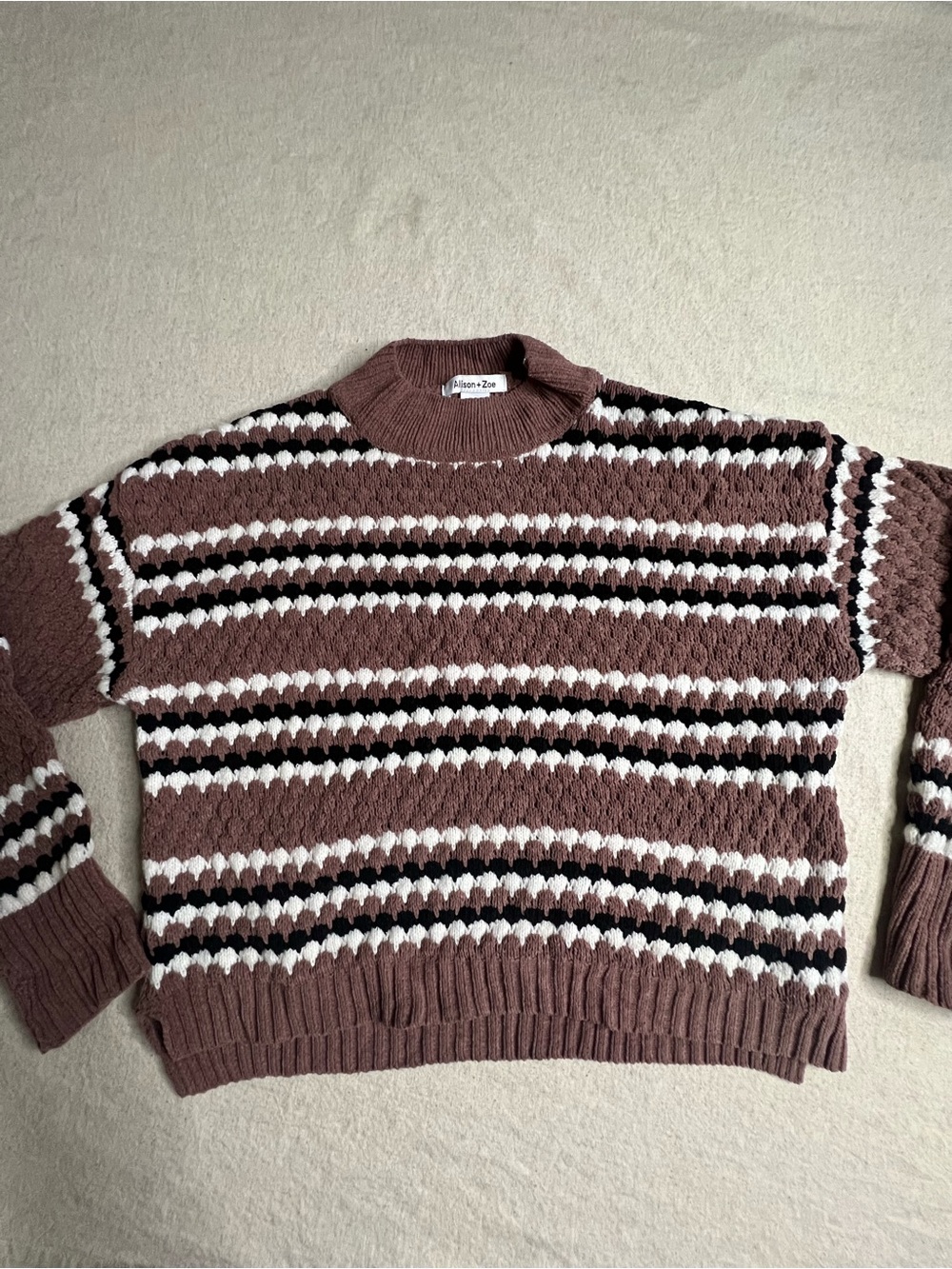 Allison Clothing Mauve Striped Crewneck Sweater